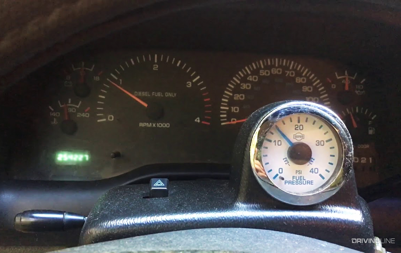 Ram gauges panel with Cummins Lift Pump Fuel Supply Pressure gauge