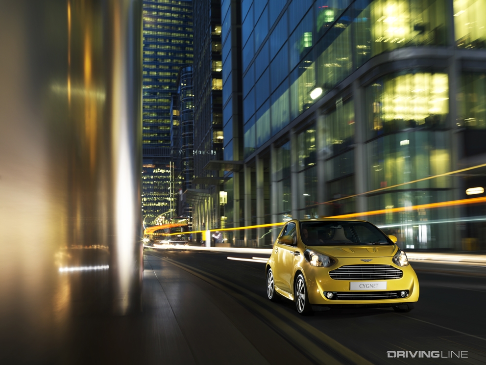 Aston Martin Cygnet in motion.