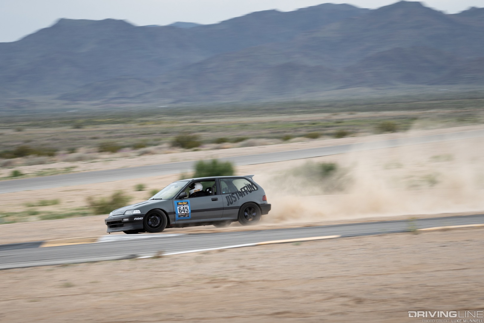 VTEC Club 2019 round 1 Chuckwalla Valley Raceway EF Civic hatchback off track