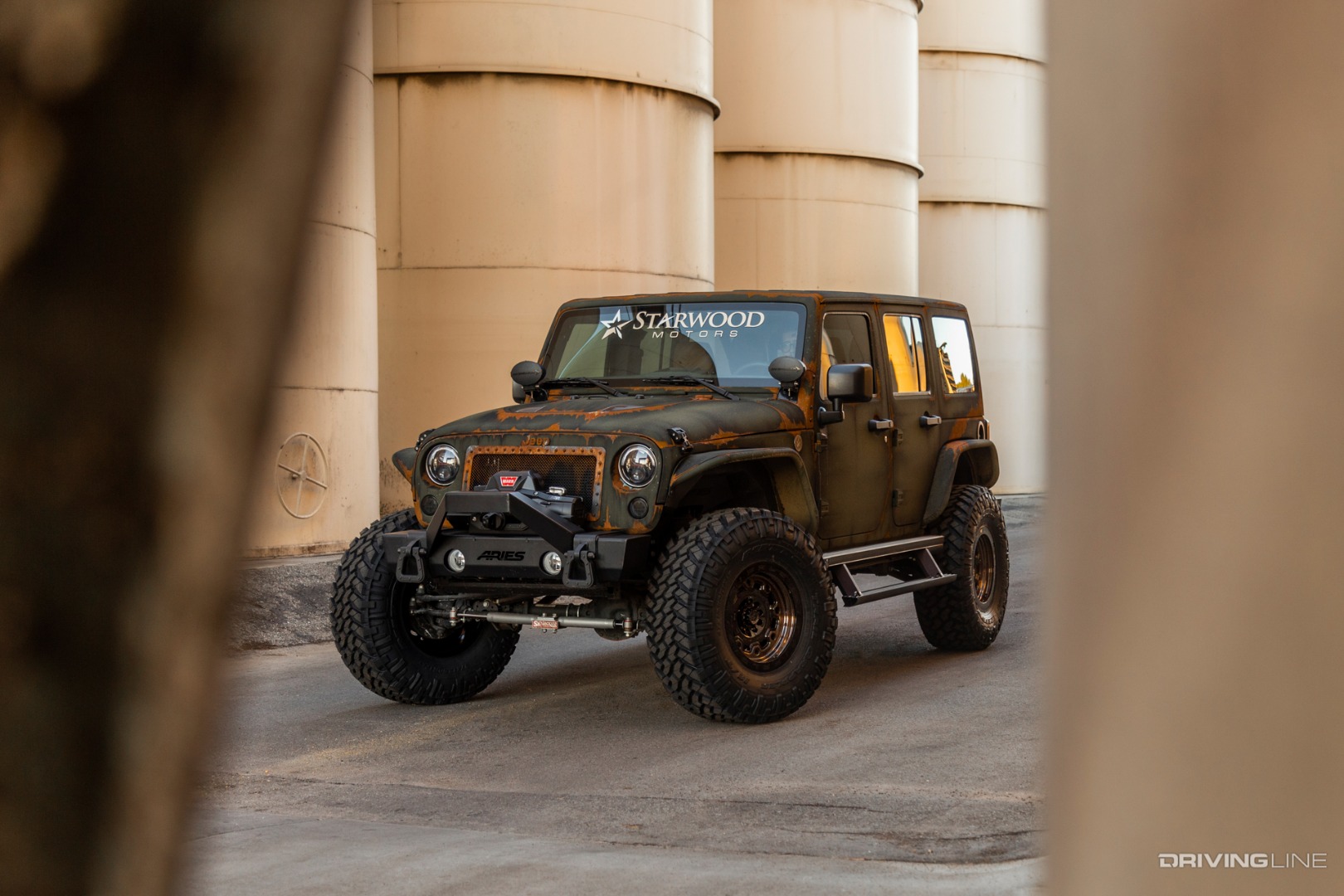 Starwood Motors Jeep JK on Nitto Trail Grappler tires front view