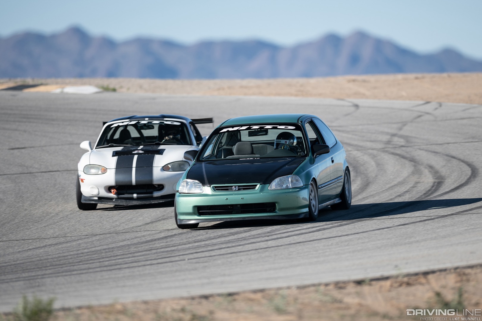 Driver Battles Honda Civic Hatchback and Mazda Miata