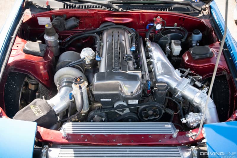 Jimmy Up Matsuri Mac Cruz FC3S Mazda RX-7 2JZ-GTE engine bay