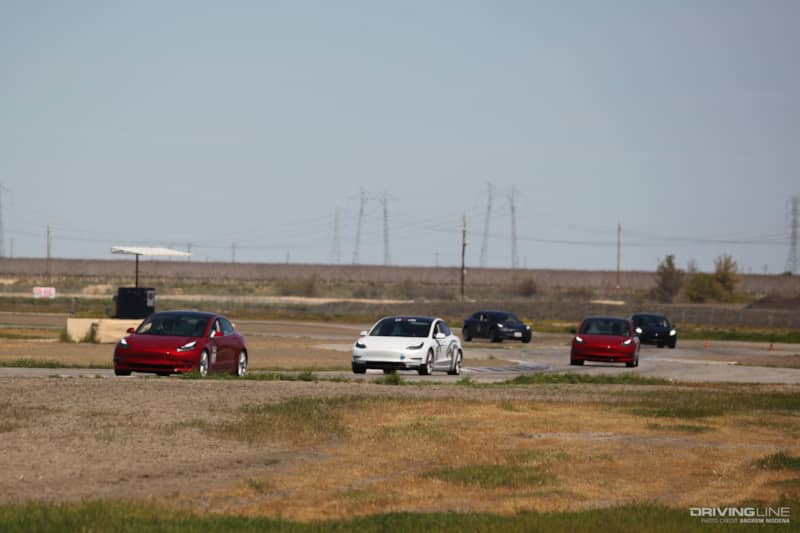 Teslas on race track