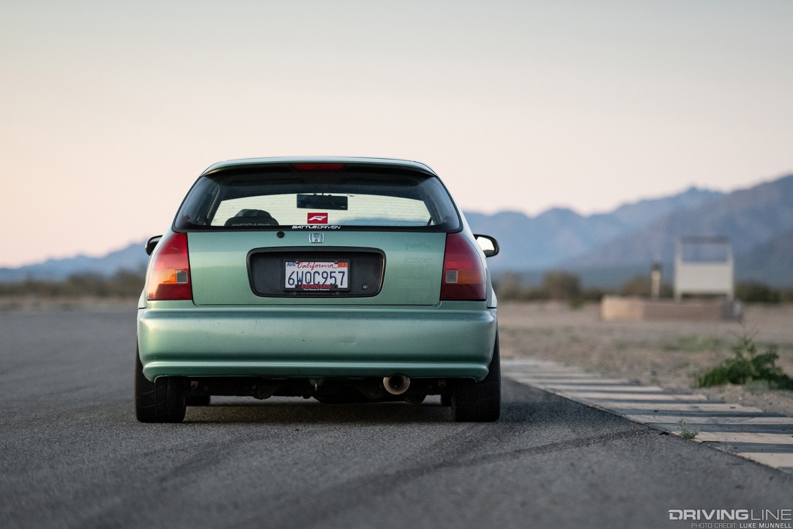 Rear of Driver Battles Honda Civic