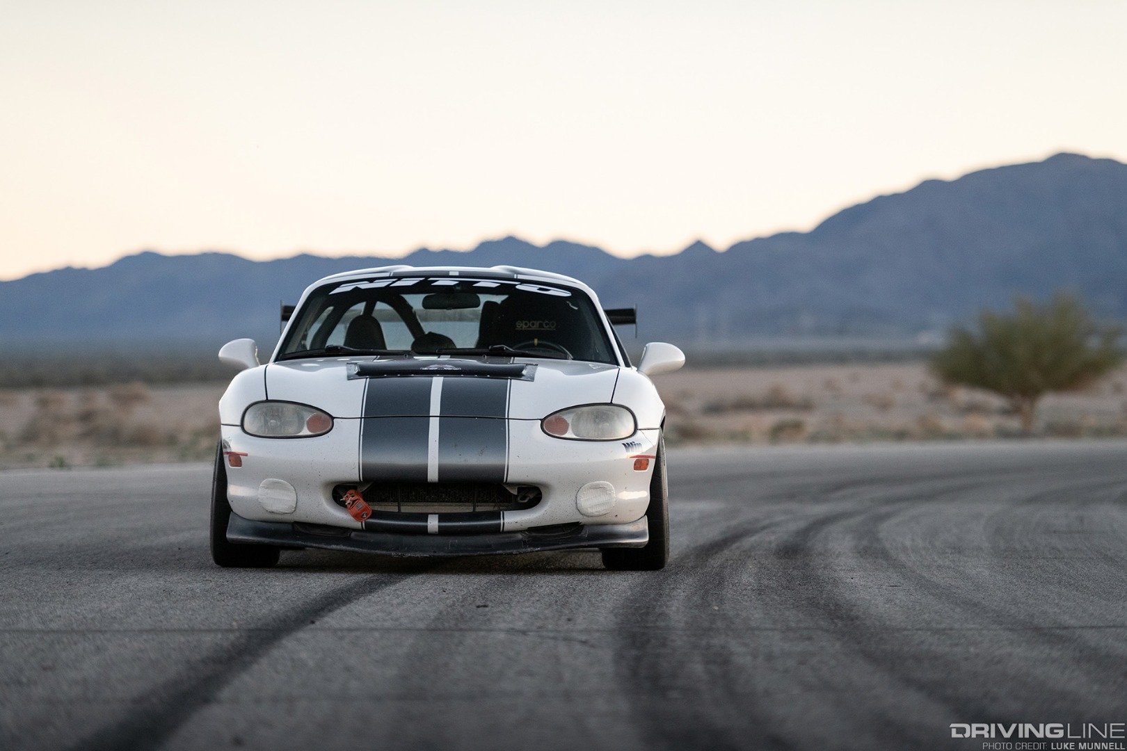 Front of Driver Battles Mazda Miata