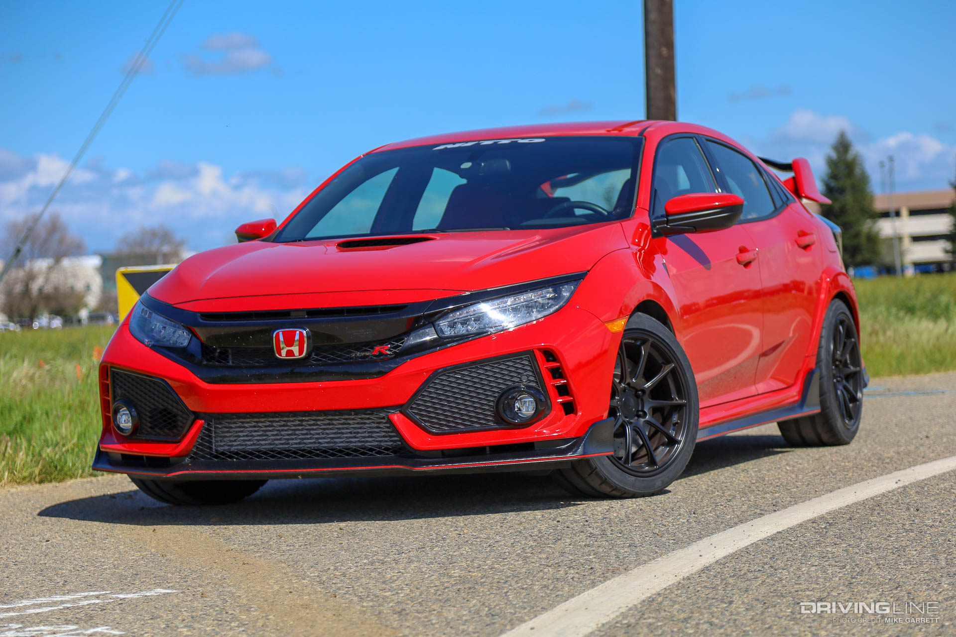 Front of Honda Civic Type R With Titan 7 Wheels and Nitto NT05 Tires