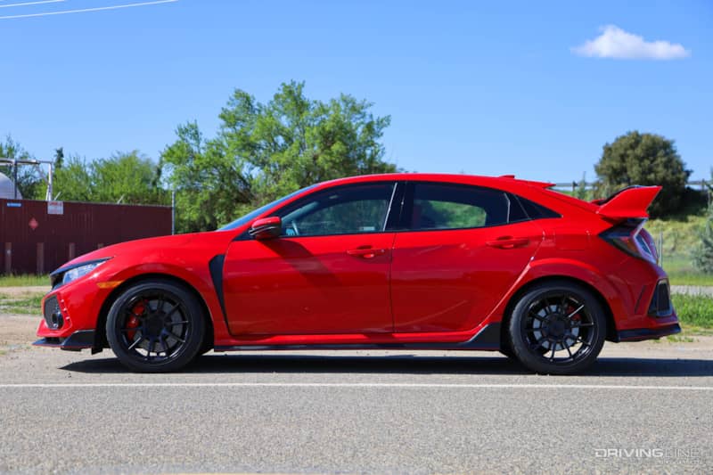 Side of Honda Civic Type R With Titan 7 Wheels and Nitto NT05 Tires