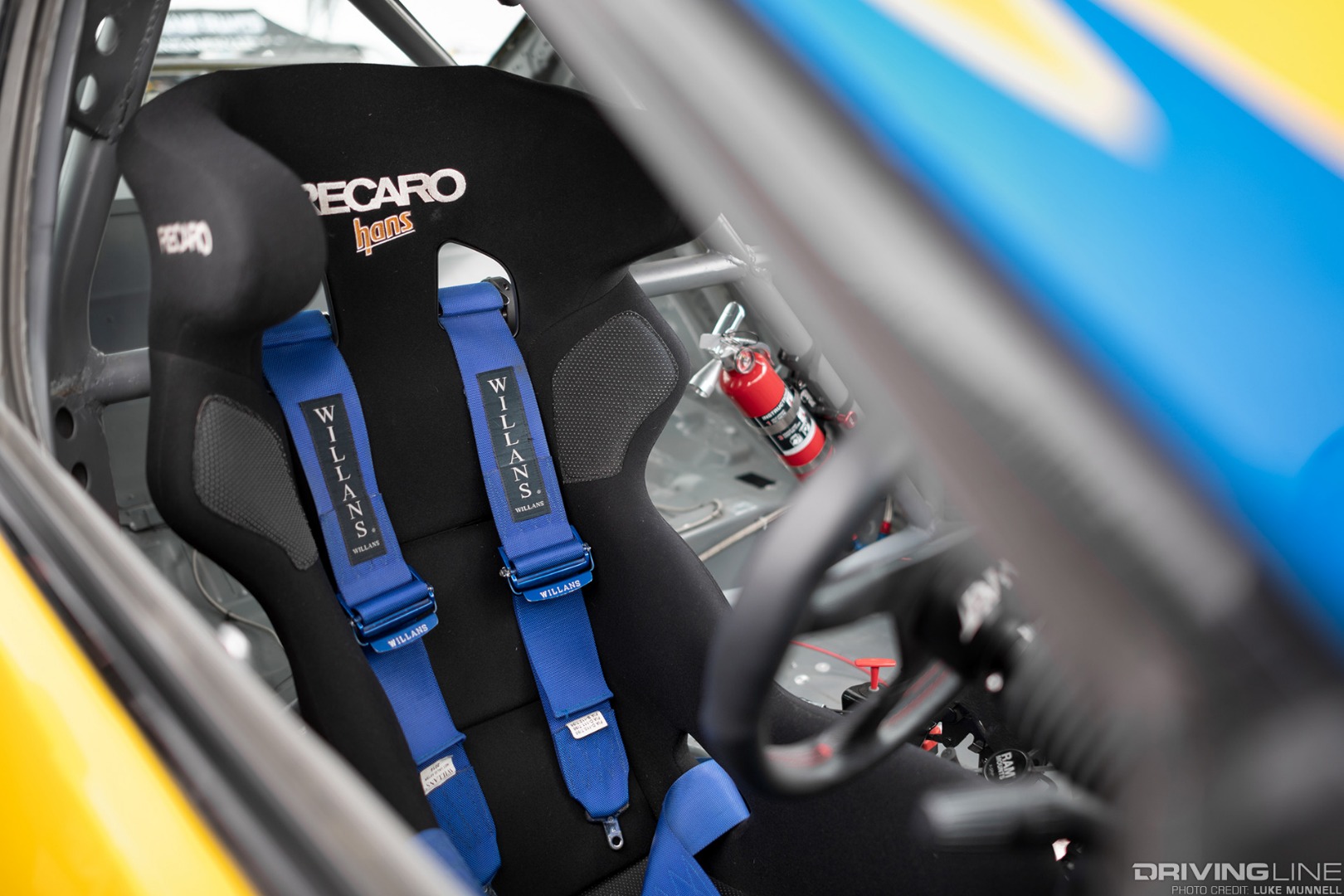 Spoon Sports Honda Accord Euro R interior driver's Recaro Hans racing seat and Willans harness