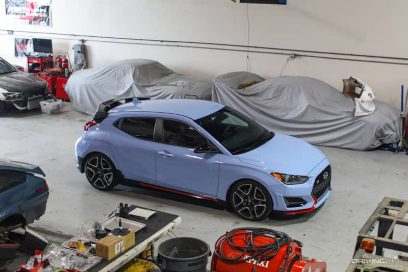 Hyundai Veloster N in a Garage