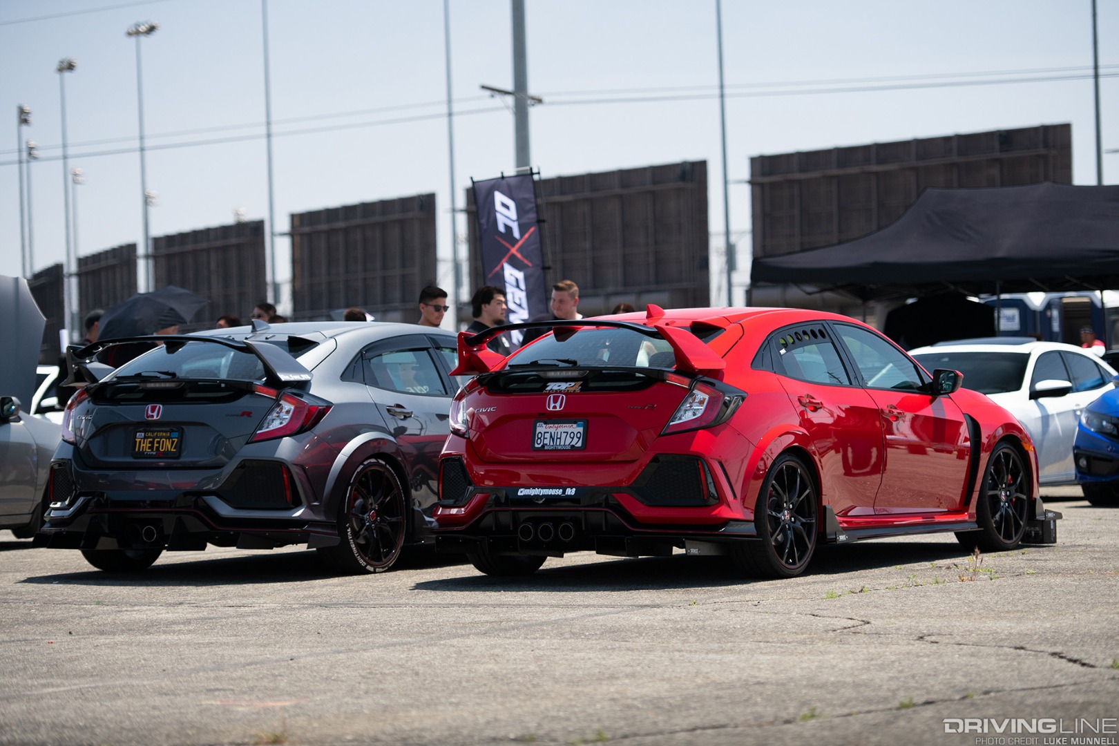 Eibach Honda Meet and Drags at Fontana FK8 Honda Civic Type Rs red and gray rear
