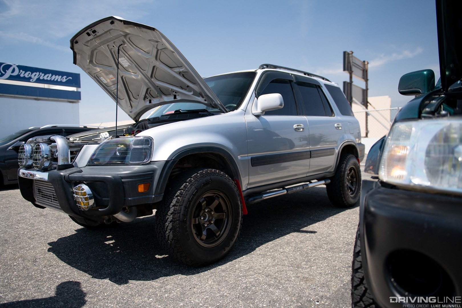 Eibach Honda Meet and Drags at Fontana silver lifted CR-V on TE37s and mudders