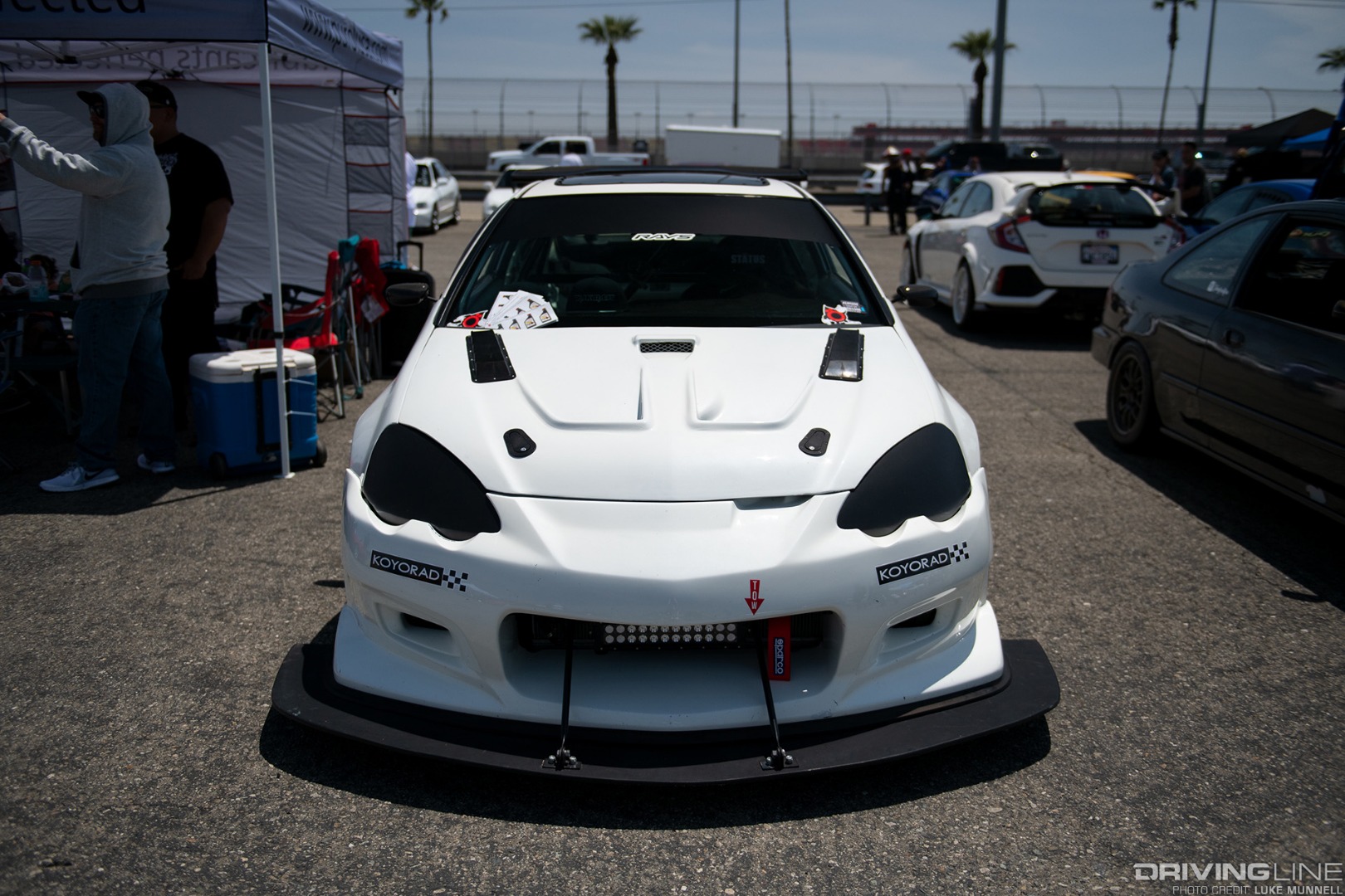 Eibach Honda Meet and Drags at Fontana time-attack prepped white DC5 Acura RSX Type S