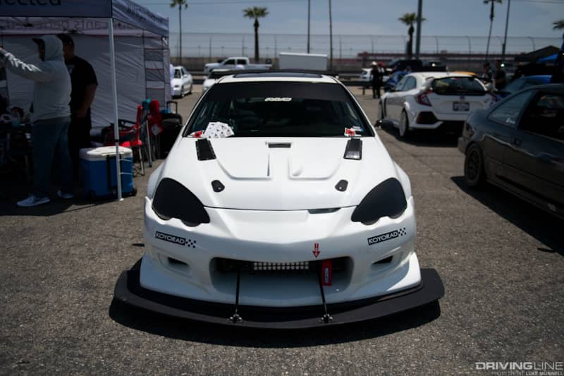 Eibach Honda Meet and Drags at Fontana time-attack prepped white DC5 Acura RSX Type S