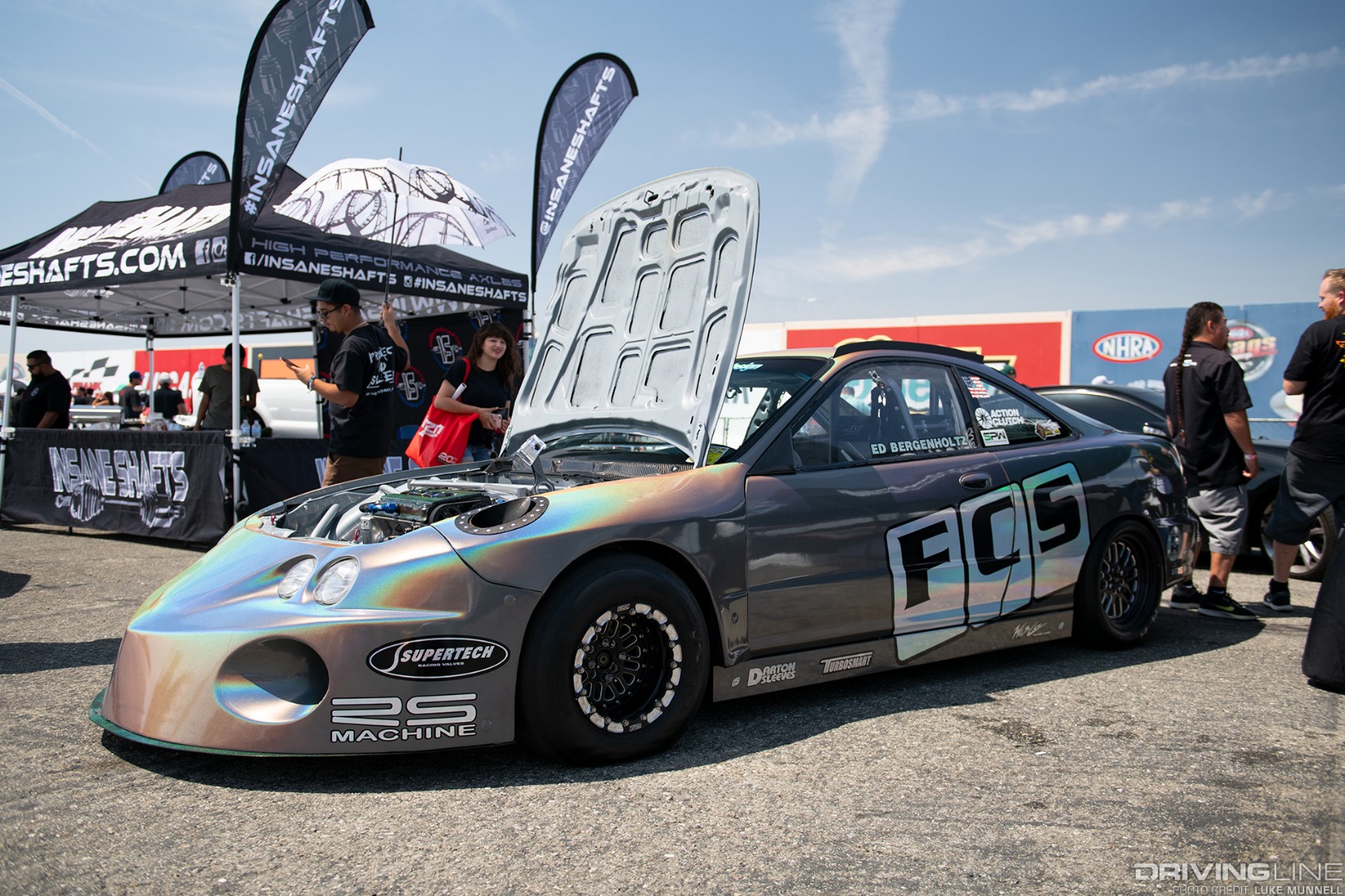 Eibach Honda Meet and Drags at Fontana FCS Fabrication DC2 Integra drag car Ghostrider long nose front end