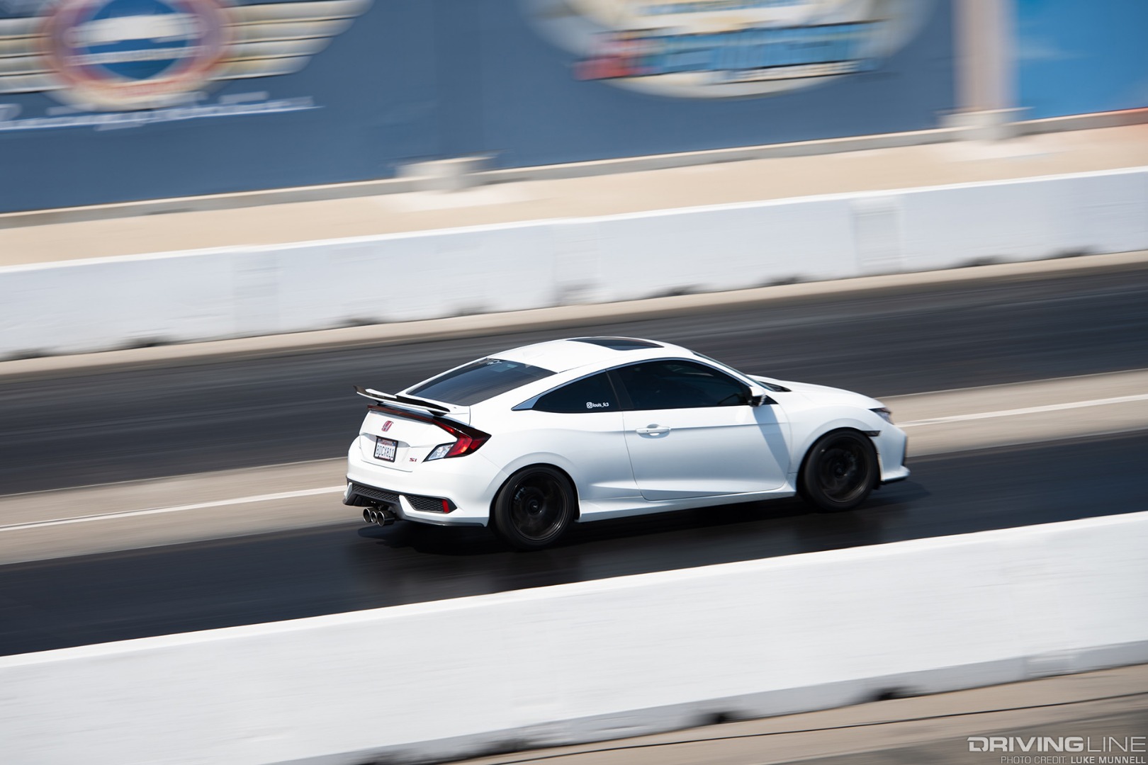 Eibach Honda Meet and Drags at Fontana white Honda Civic Si test n tune pass pan blur