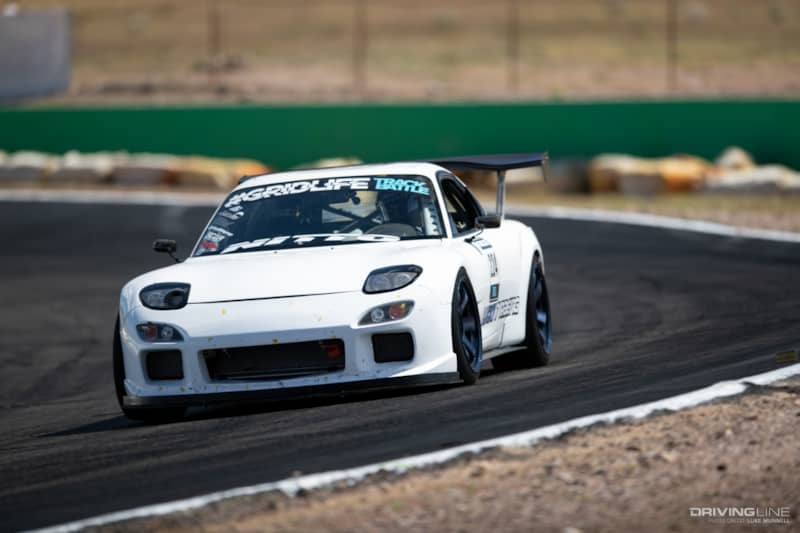 Front of Driver Battles Mazda RX-7
