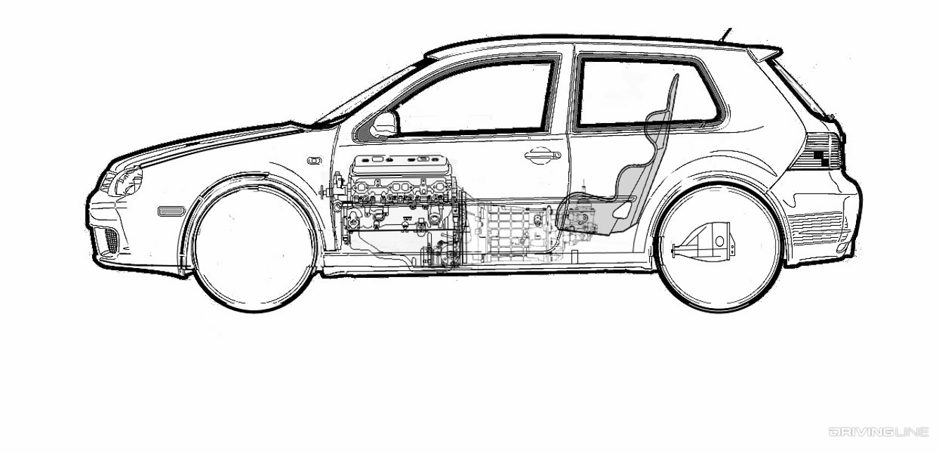 Mid-Engine LS Swap Rear Wheel Drive VW Golf R32 R59 Blueprint