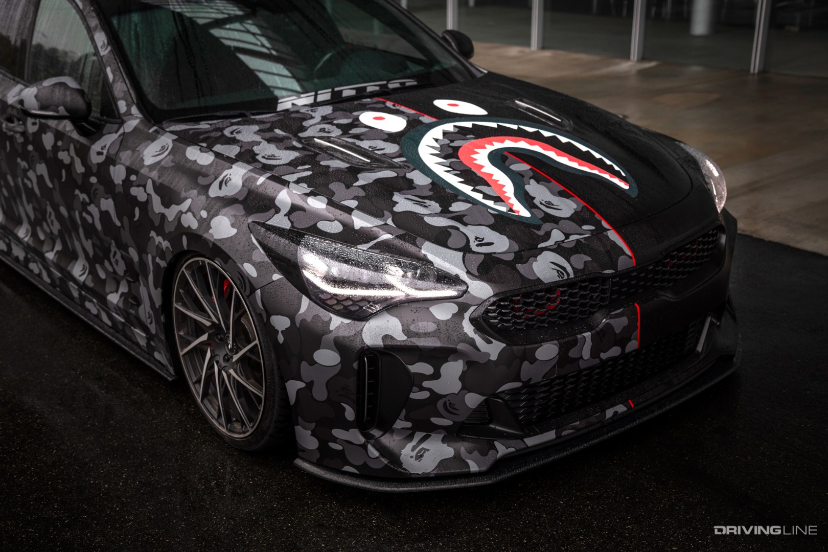 2018 Kia Stinger with Bape custom wrap top hood view