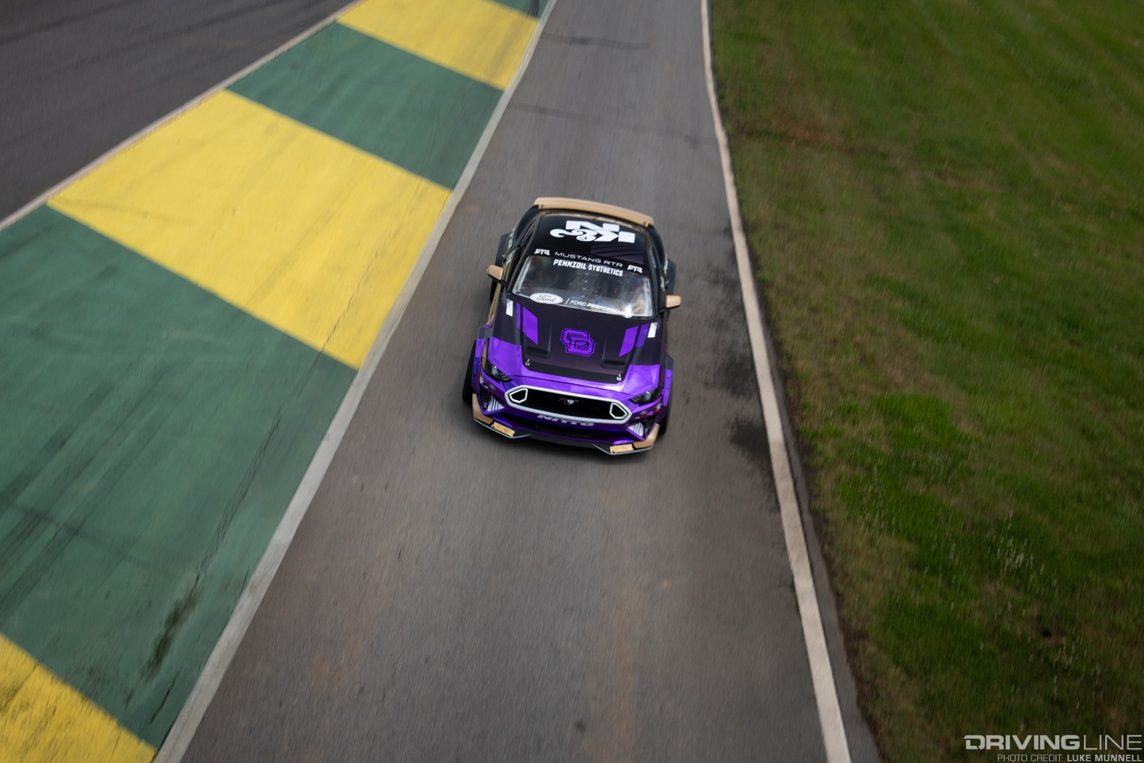 Hyperfest at VIR Chelsea Denofa Ford Mustang RTR drift car from above