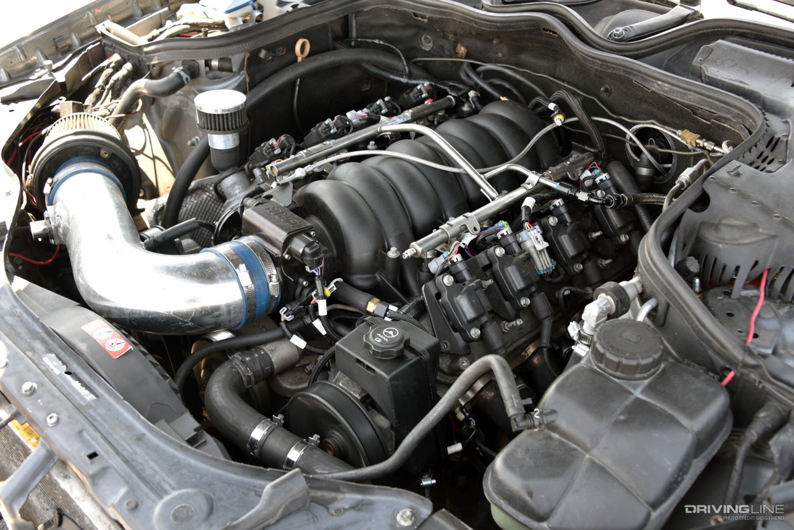 2006 Mercedes E55 Station Wagon LS swapped engine compartment