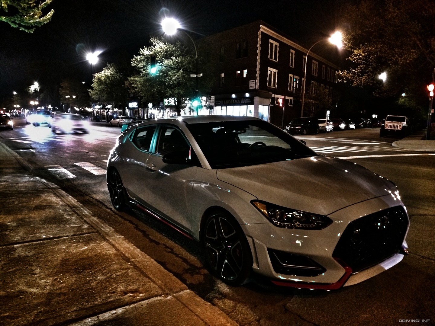 2019 Hyundai Veloster N on a Street at Night