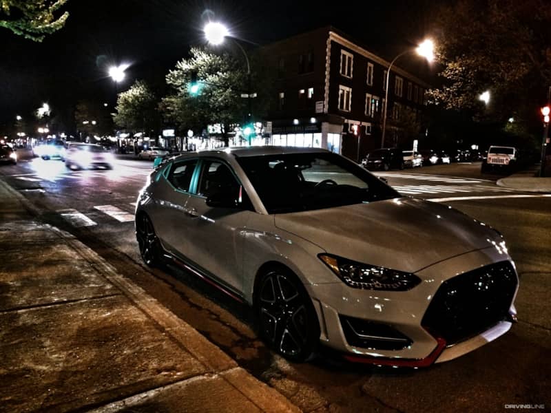 2019 Hyundai Veloster N on a Street at Night