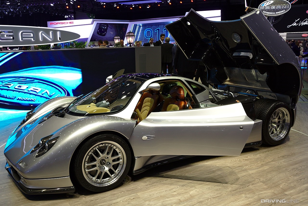 Pagani Zonda with raised engine compartment cover