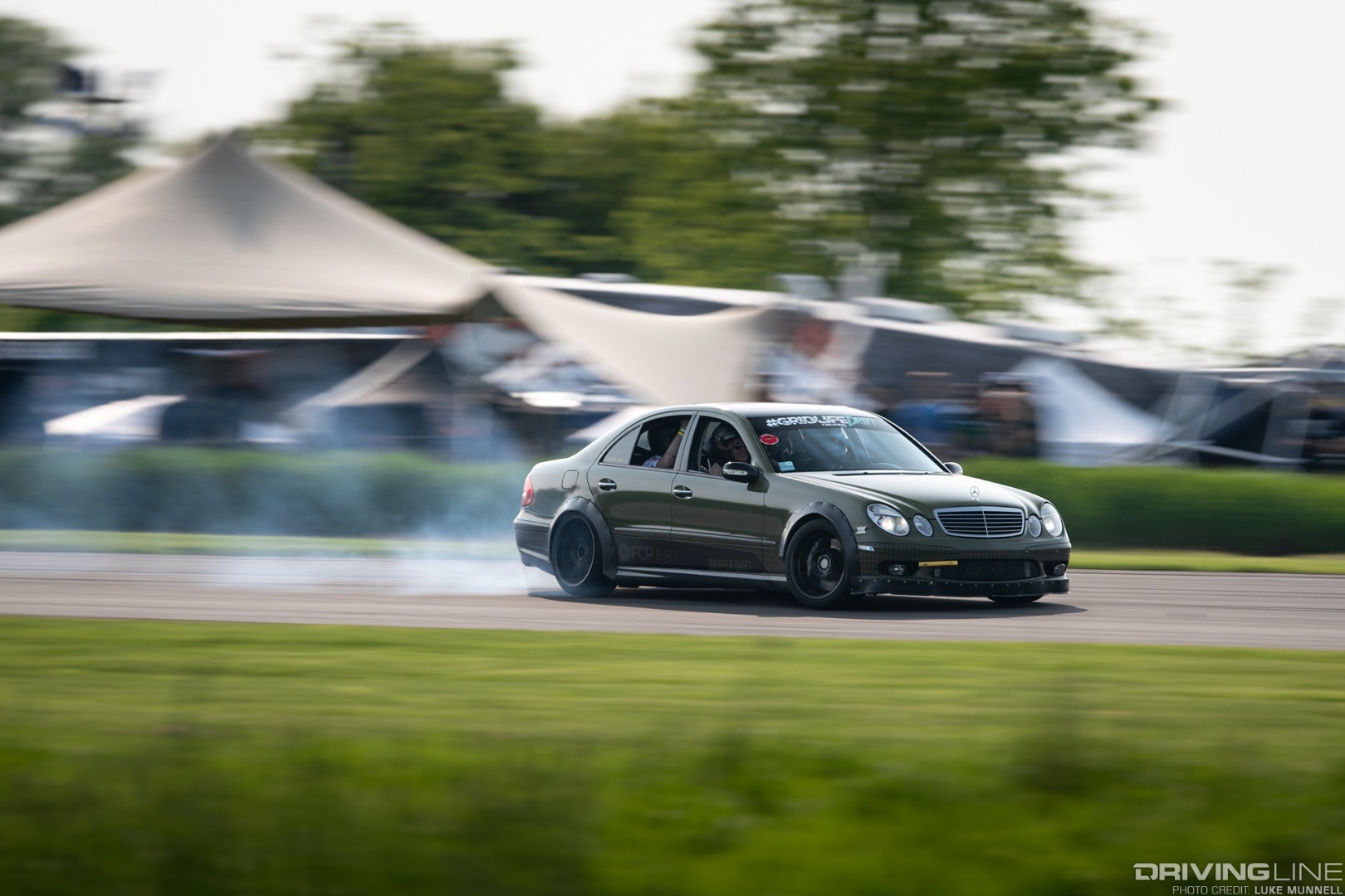 Gridlife Midwest Festival - FCP Euro green E55 AMG drift car front drift