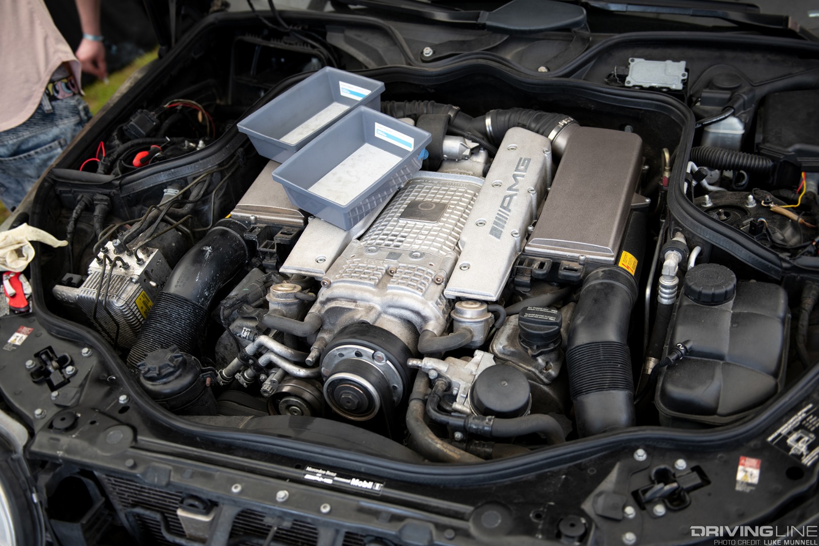 Gridlife Midwest Festival - FCP Euro green E55 AMG drift car engine bay