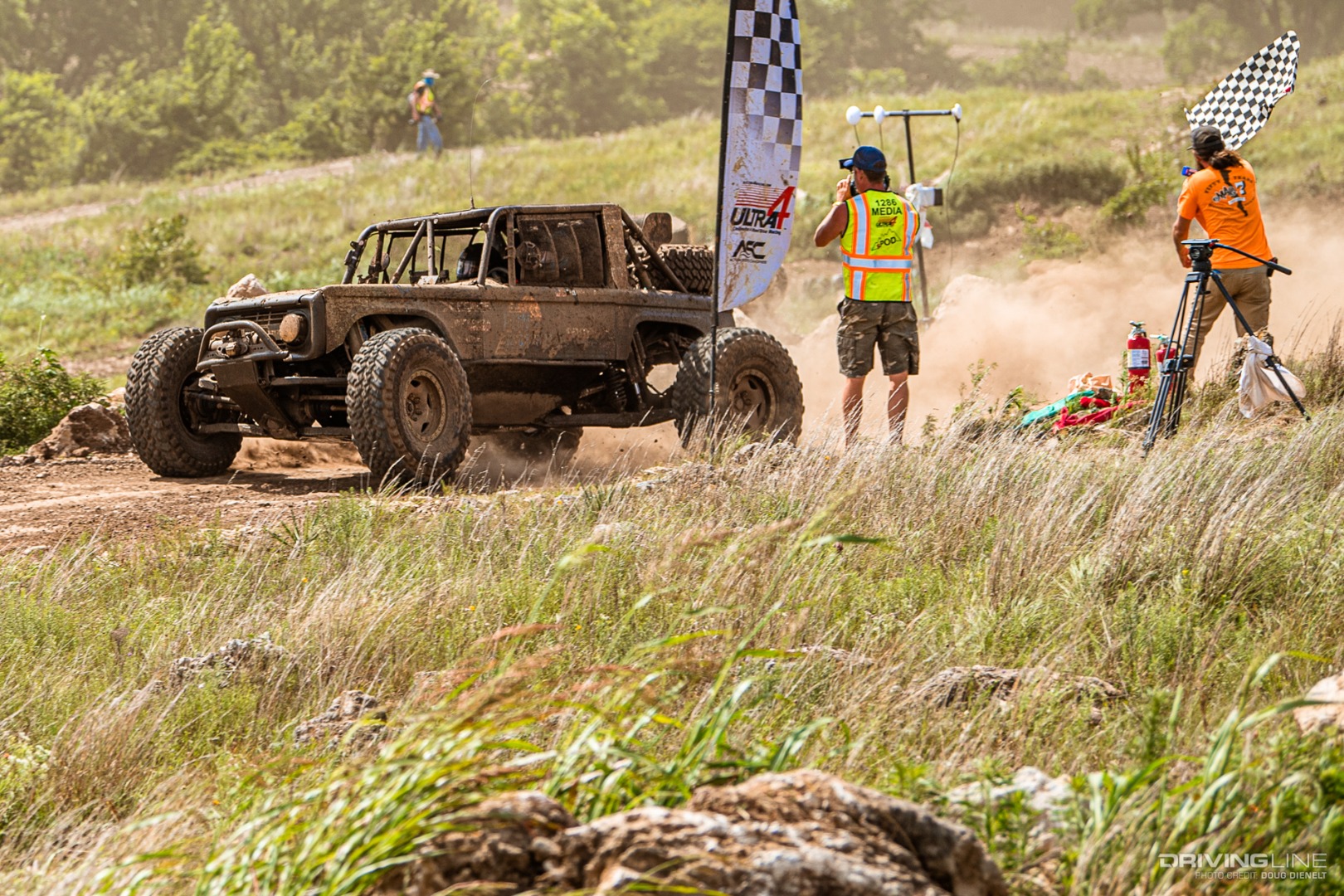 Vaughn Gittin Jr. crossing the finish line