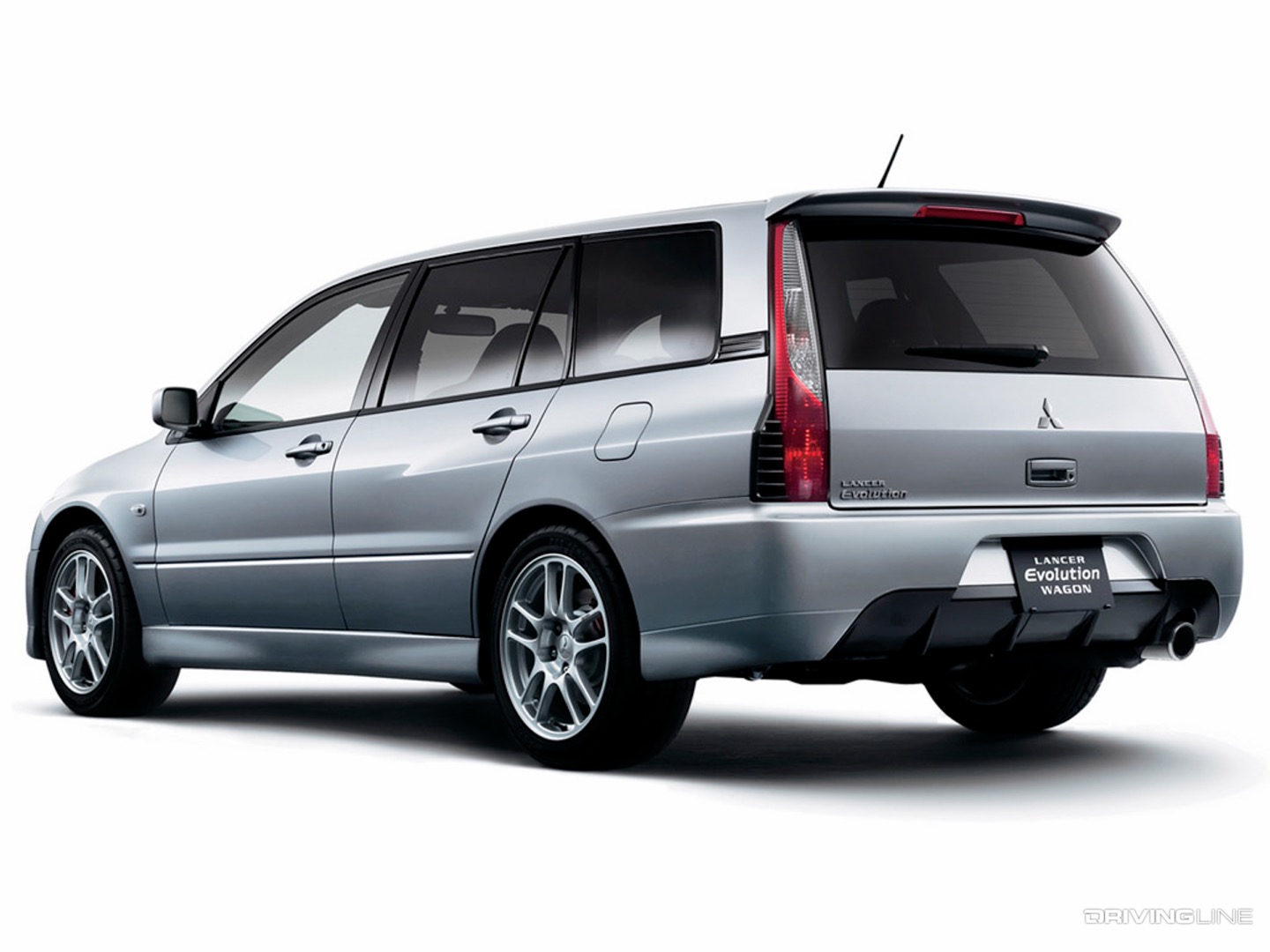 Lancer Evolution IX Wagon Silver rear 3/4 view