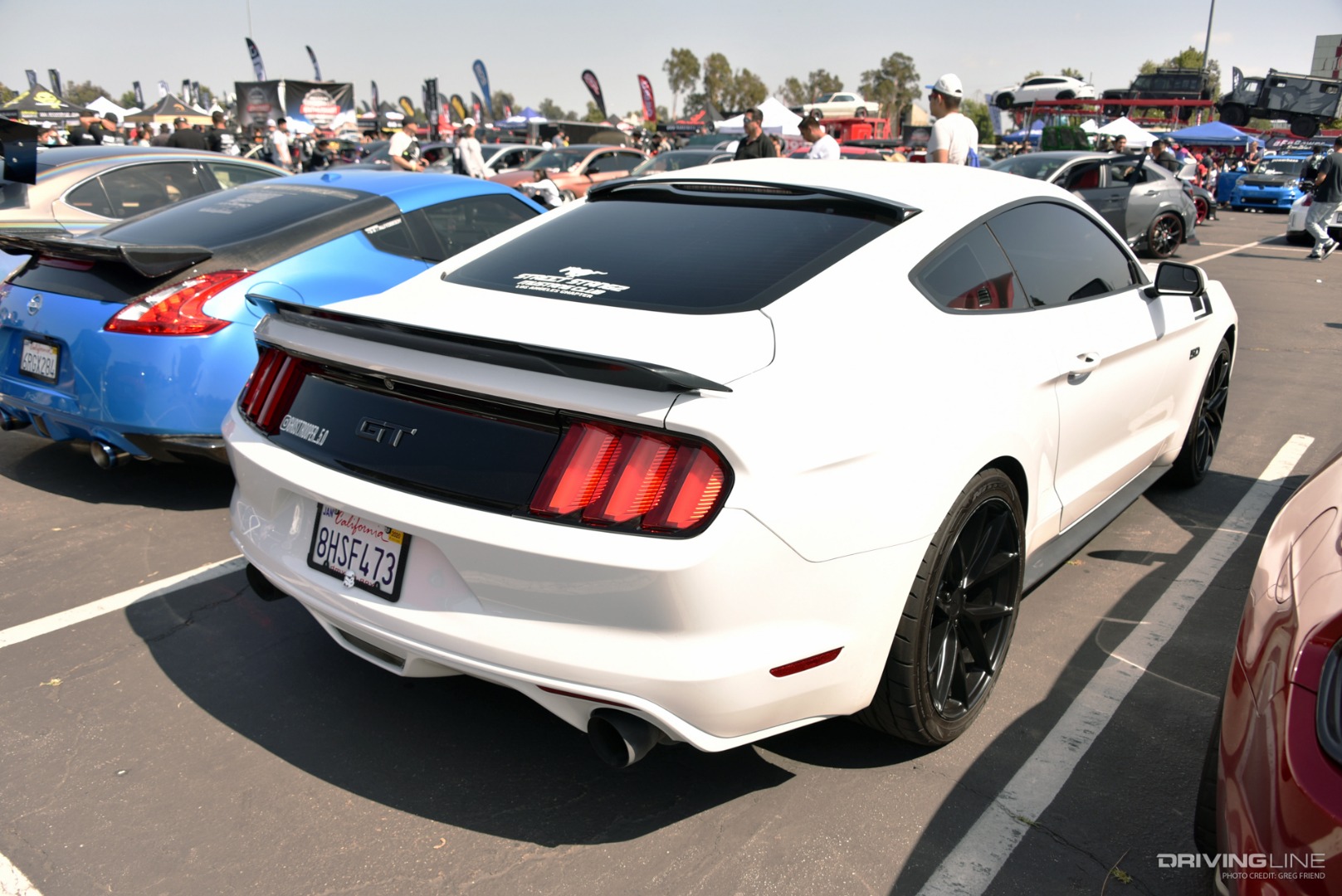 White 2015 Mustang GT 5.0 rear passenger side