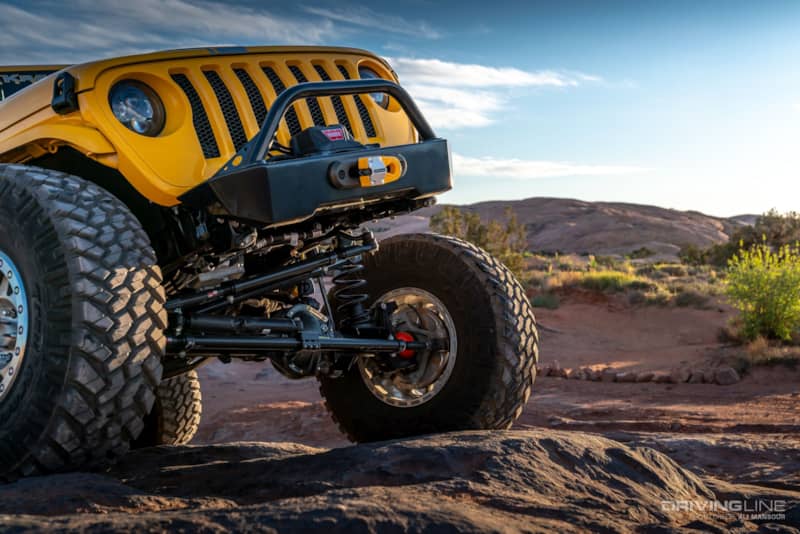 Front grille of Jeep Wrangler JL on Nitto Trail Grapplers