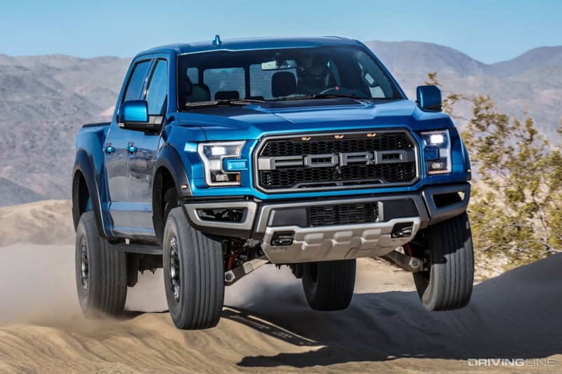 2019 Ford F-150 Raptor getting air off-road
