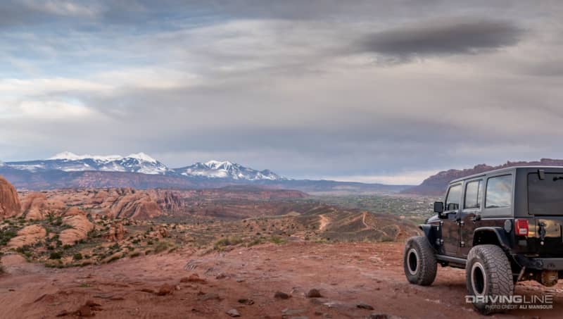 Jeep Wrangler JK next to a canyon