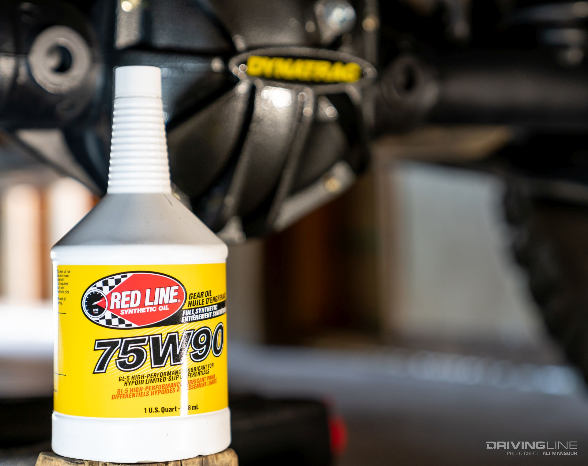 Red Line 75W-90 oil bottle