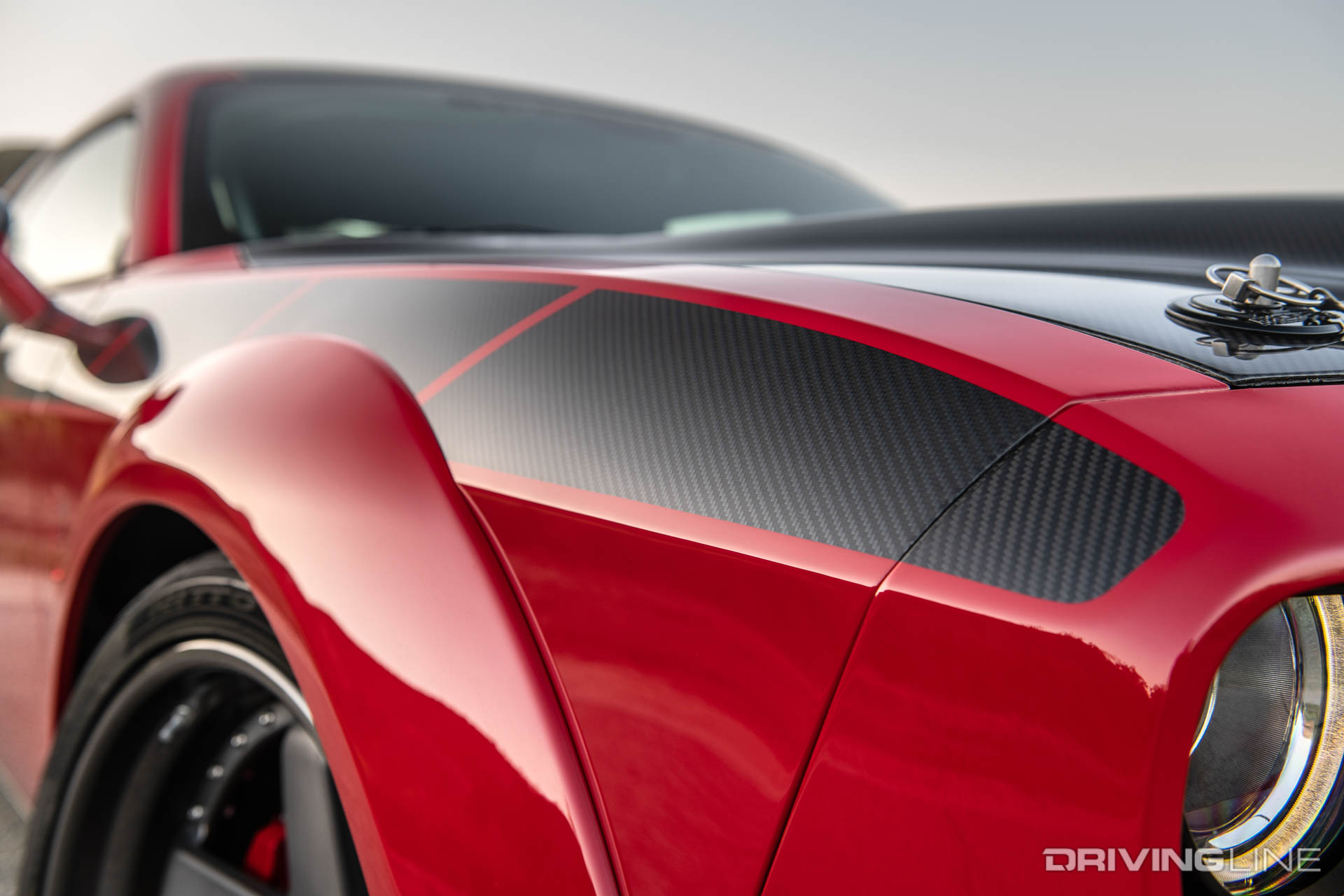 Carbon fiber on front quarter panel of Dodge Challenger Demon