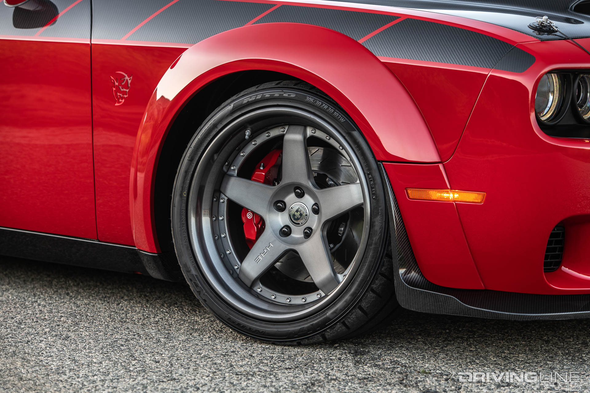 HRE wheels with NItto NT05 tires on Dodge Challenger Demon