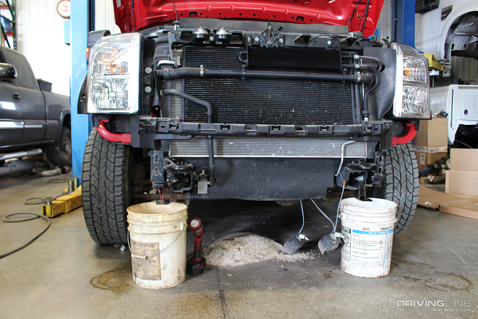 Torn apart Ford Super Duty front end