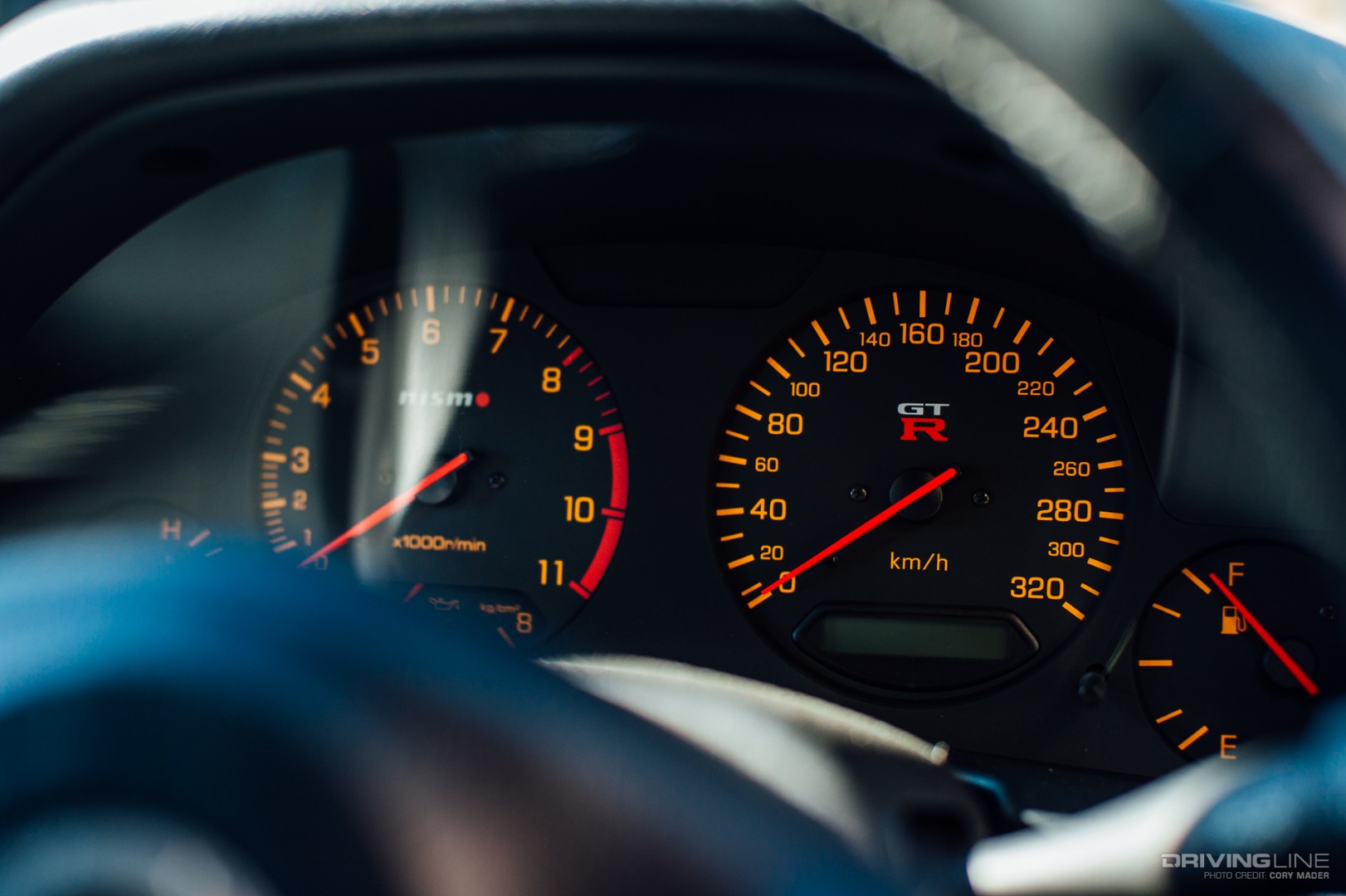 NISMO Tachometer and Speedometer in Motorex Skyline GT-R R34 V Spec II
