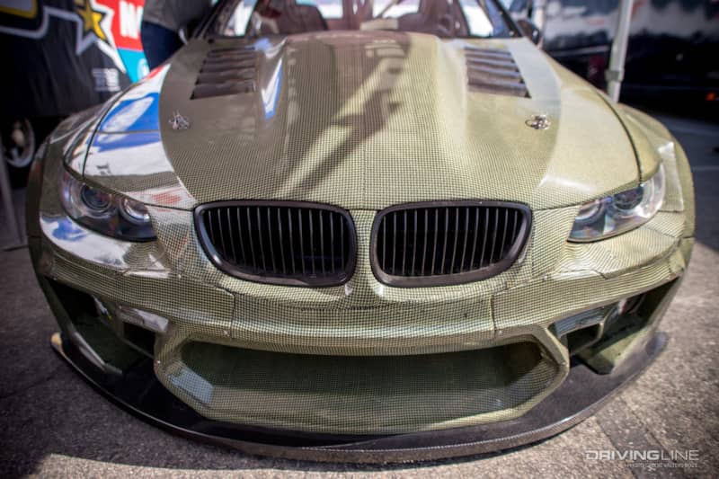 Carbon Kevlar body parts reduce weight from the front of the car