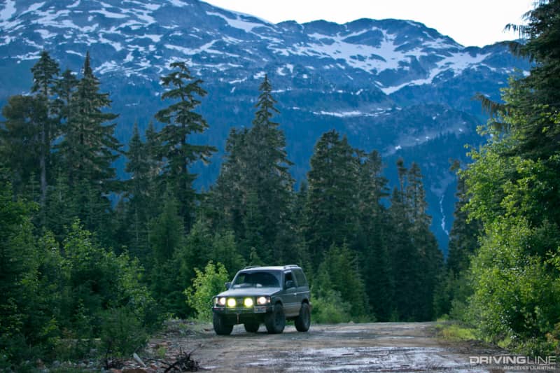 Mitsubishi Pajero with Nitto Ridge Grapplers and fifteen52 Analog HD wheels, just outside of Whistler, Canada
