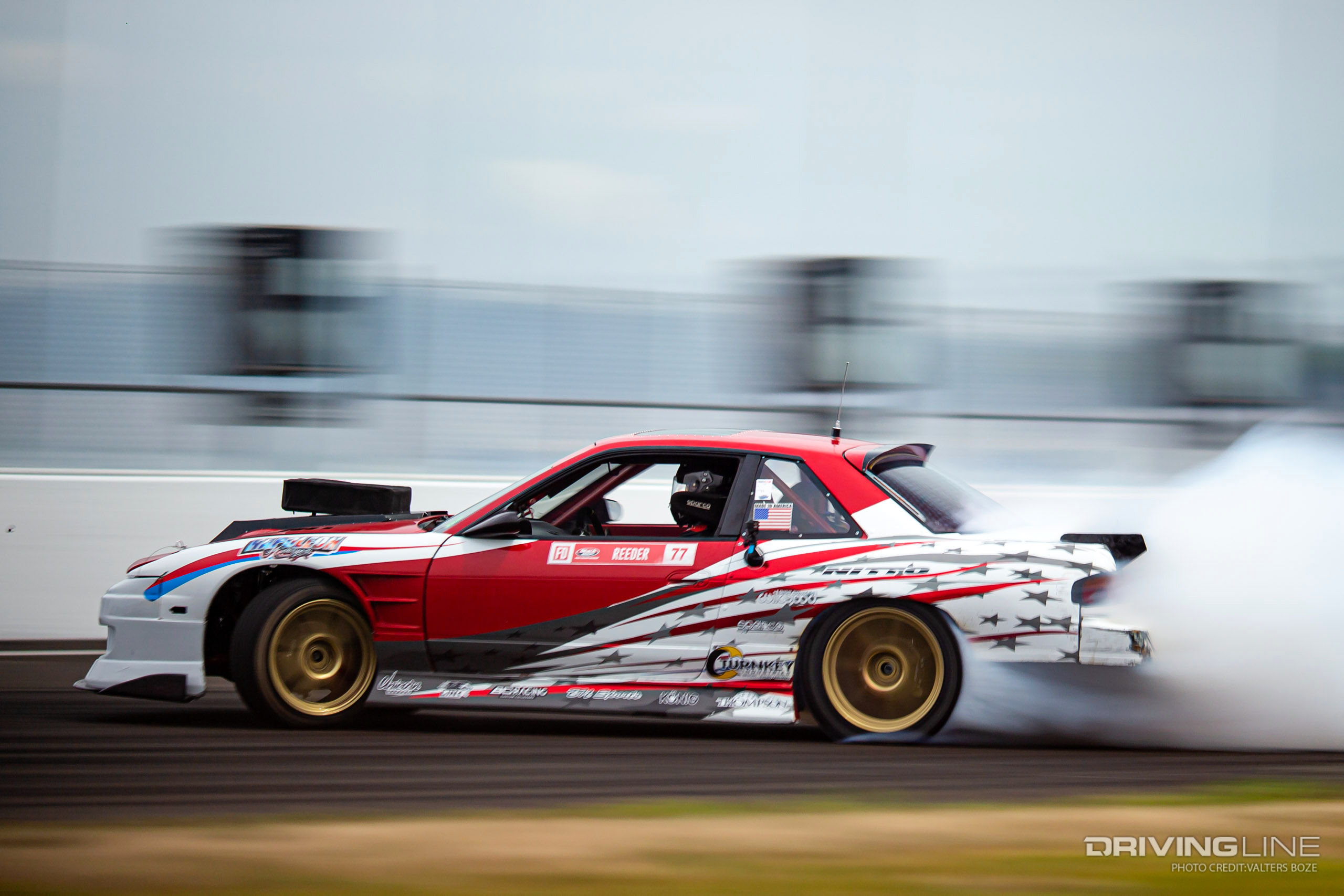 Travis Reeder drifts his Nissan S13 drift car