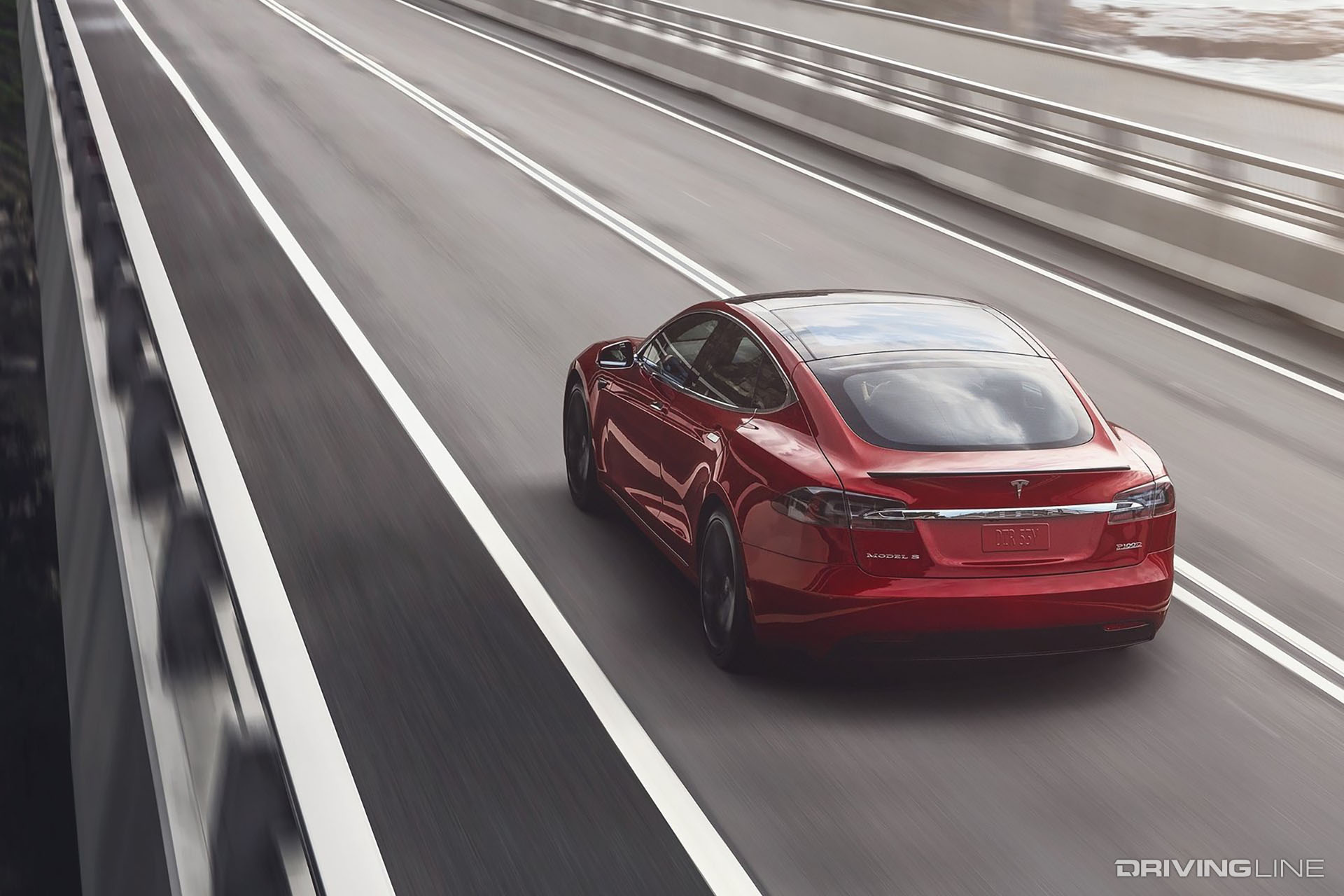 Tesla Model S Red Rear View