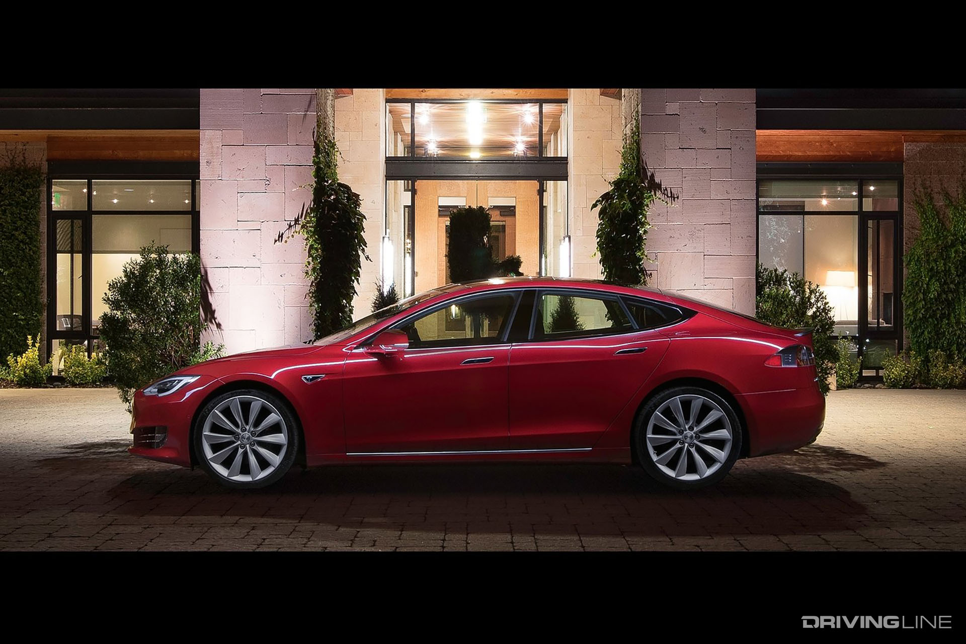 Tesla Model S Red Side View