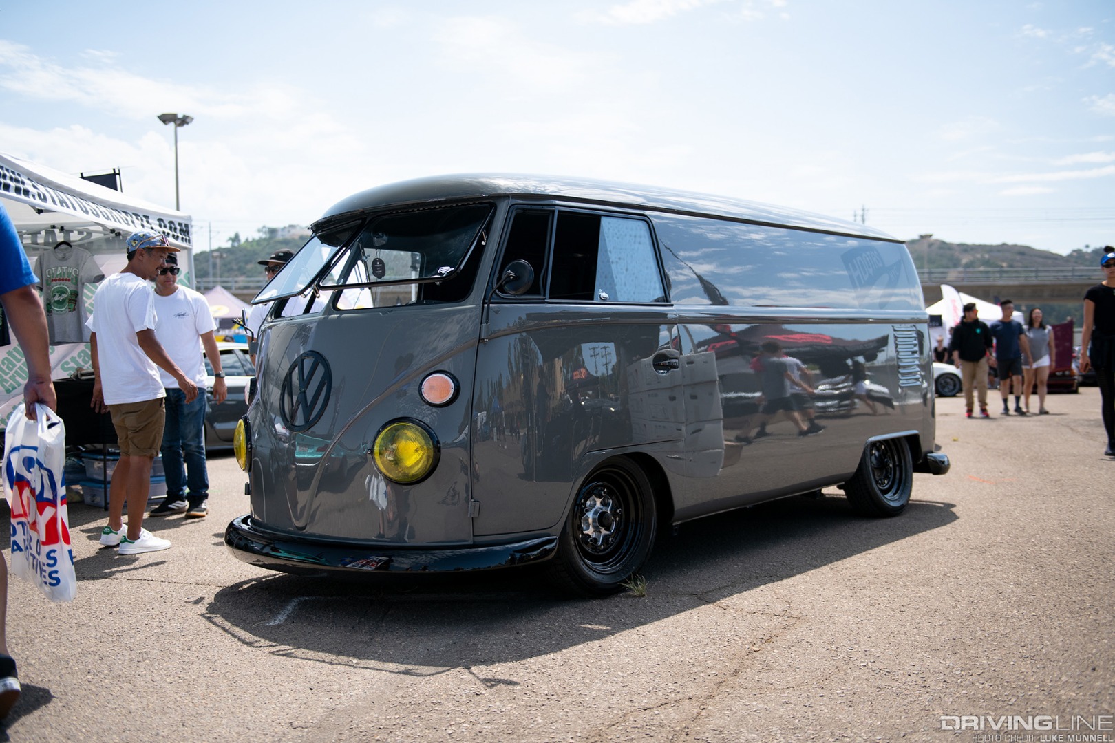 Big SoCal Euro Volkswagen VW Type 1 Bus gray lowered