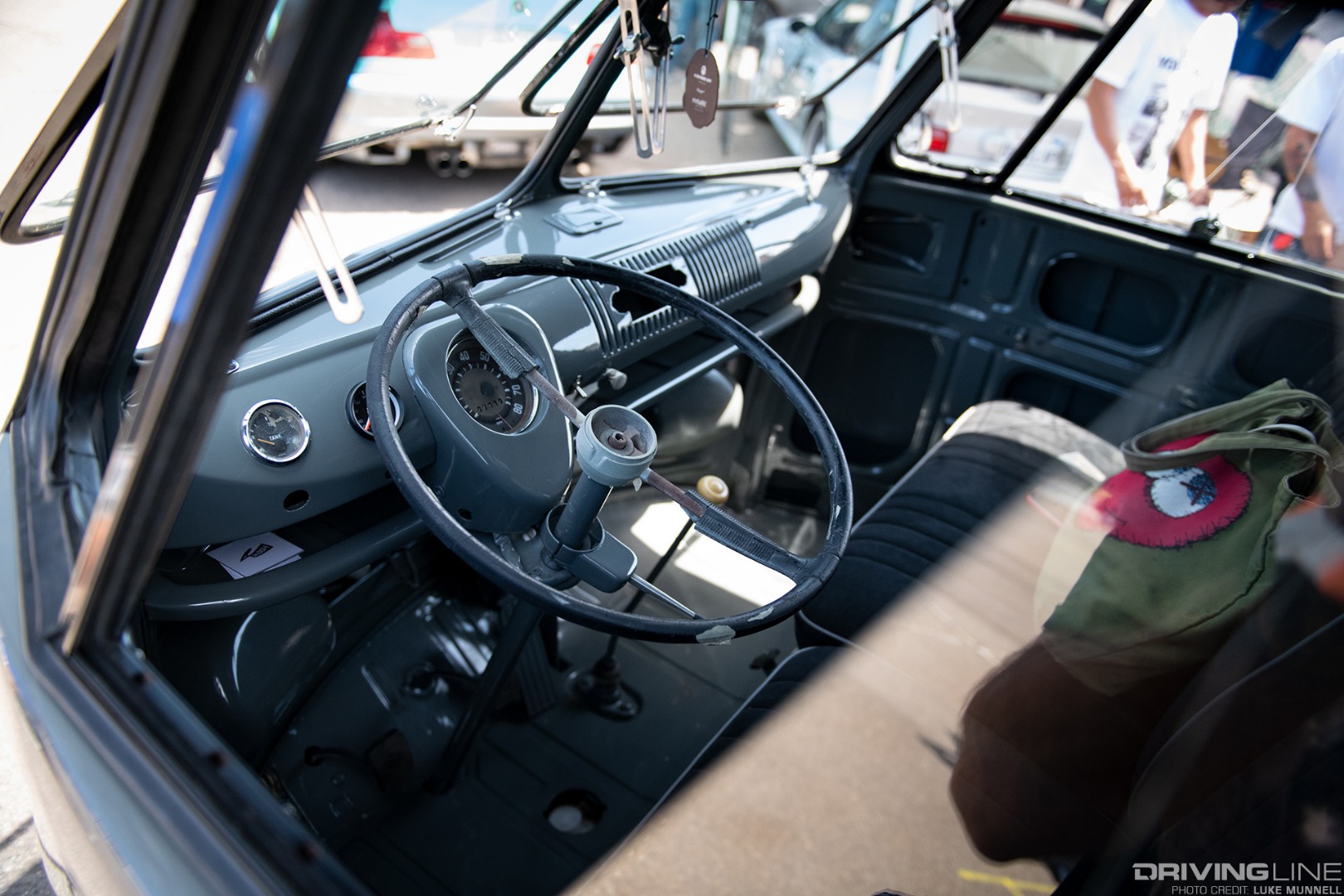 Big SoCal Euro Volkswagen VW Type 1 Bus  forward control panel interior and steering wheel