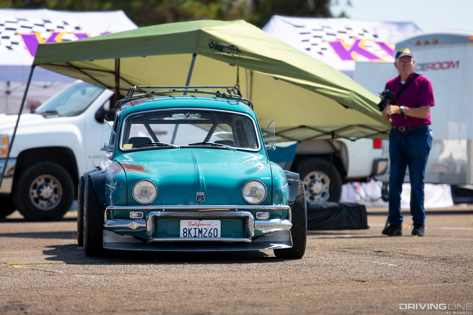 Big SoCal Euro Renault Dauphine front with onlooker