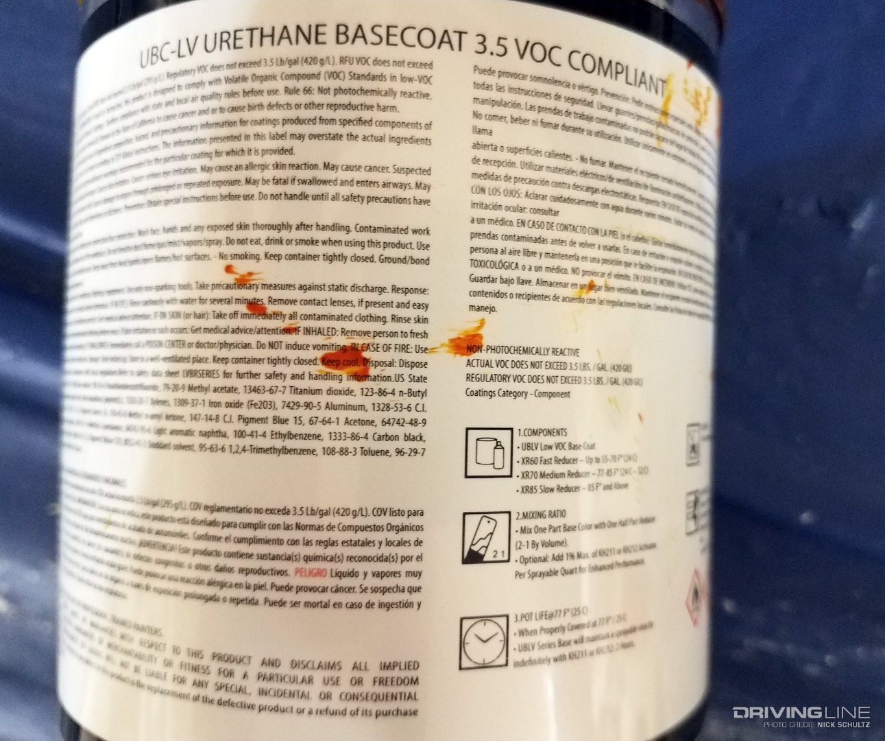 VOC warnings on paint can