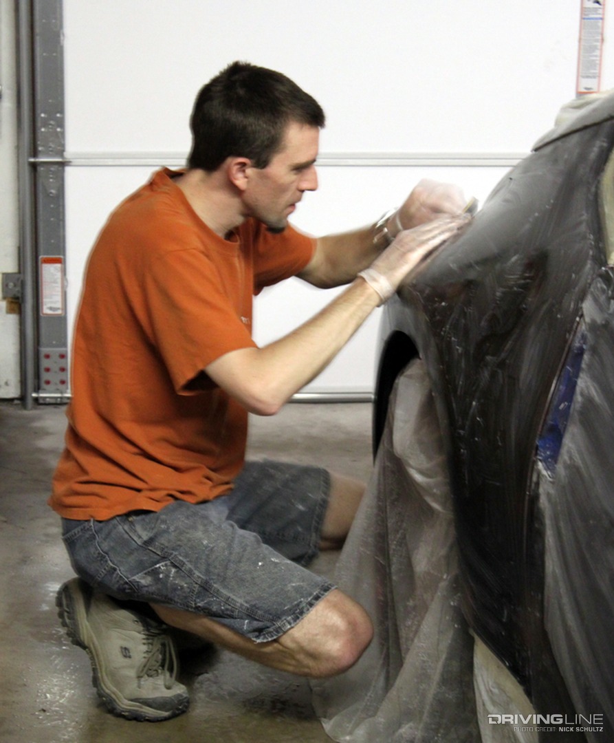 Wet sanding car for paint